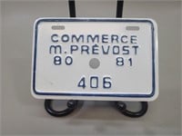 1980-81 Commence M. Prevost, Bicycle Plate