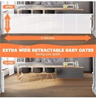 Multi-use retractable baby gate extra long 120"
