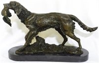 Bronze Hunting Dog Sculpture on Marble