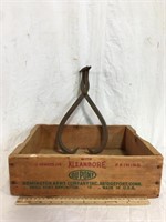 Ice Tongs & Wooden Crate