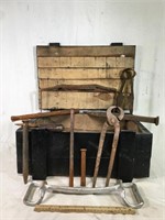 Wooden Box & Primative Tools