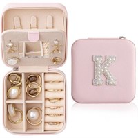 HBselect Pink Trendy Initial K Travel Jewelry Case