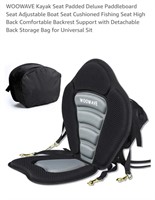 NEW Kayak Seat w/ Storage Bag, Padded, Black &