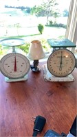 To Antique metal weight scales, one has a 500 g