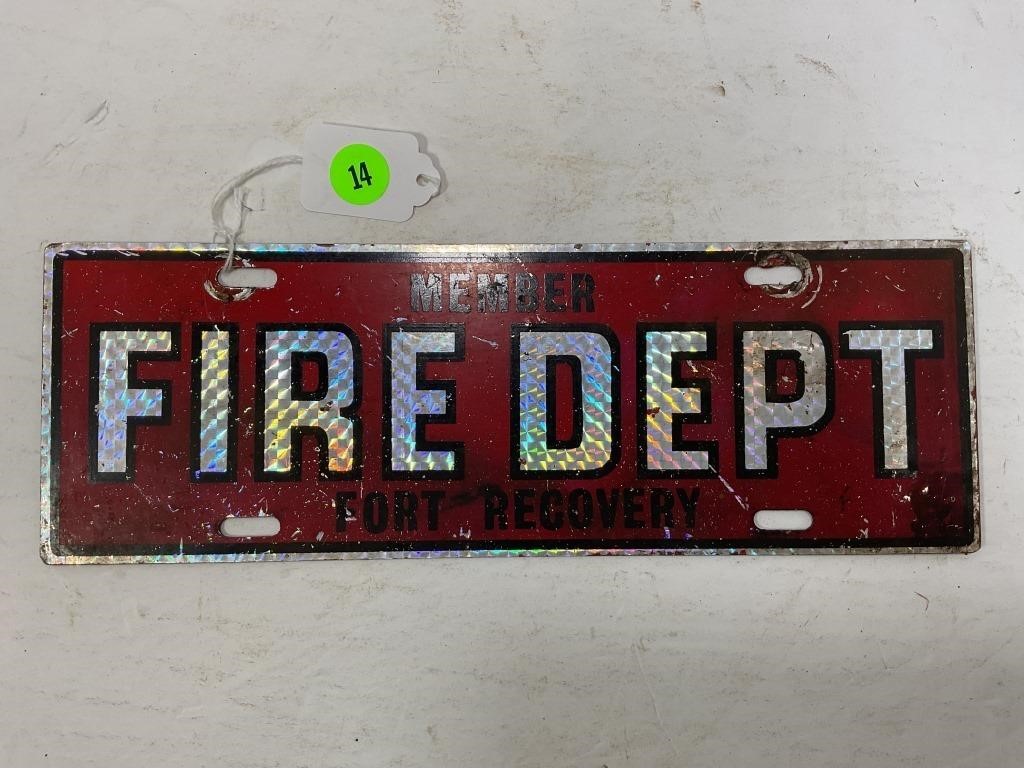 FORT RECOVERY, OHIO FIRE DEPARTMENT LICENSE PLATE