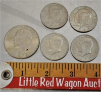 1972 U.S. one dollar & half dollar coins