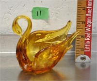 Amber art glass swan
