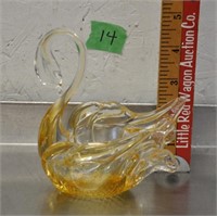 Amber art glass swan