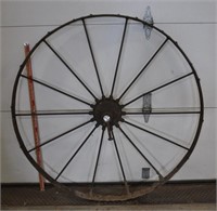 Antique 46" diameter steel implement wheel