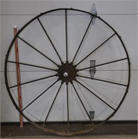 Antique 46" diameter steel implement wheel