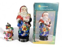 Traditions Handpainted Glass Santa and