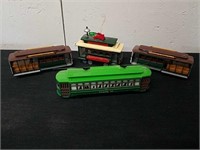 Vintage San Francisco diecast trolley cars and a