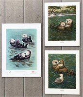 3 K. Chin Matted Color Otter Prints
