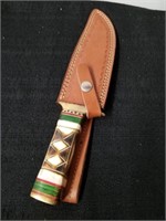 Custom 12-in hunting knife with squared carved