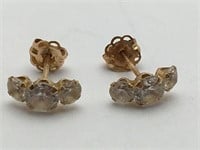 14k Earrings W Clear Stones