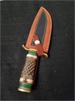 Custom 12-in Bowie style knife with camel bone