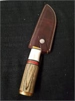 Custom 12-in hunting knife with a bone handle and