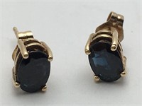 14k Gold Earrings W Natural Sapphires