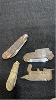 Vintage Pocket Knives with Designs, See Pics