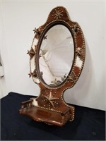 Beautiful wood framed mirror with cowhide 34.5x