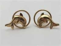 10k Gold Dolphin Earrings