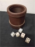 Dice cup and five dice