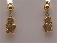 14k Gold Cherub Earrings