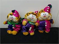 Three vintage 8 in plush Garfield party animals