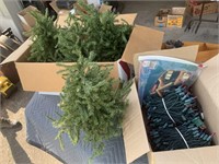 LOT OF 4 XMAS TREES WITH LIGHTS