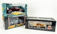 Lot of 3 Classic 1940s American 1:18 Die Cast Cars