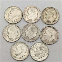 8 Silver Roosevelt Dimes