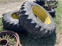 (2) 20.8 R38 Tractor Wheels (Bad Tires)