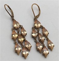 Sterling Silver Yellow Stone Earrings