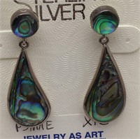 Sterling Mother Abalone Stone Earrings