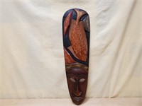 Wooden Hand Carved Tribal Mask signed by Bee