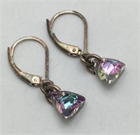 Sterling Silver Earrings W Iridescent Stone