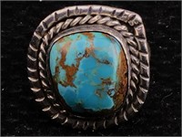 Sterling Indain Ring With Turquoise Silver