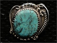 Sterling Indain Ring With Turquoise