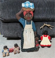 (3) Black Americana Folk Art of the Painted Wood