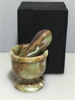 Carved Onyx mortar and pestle