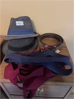 Suspenders, carhart Belt and two hats (Back
