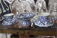 BLUE DECORATED FOOTED BOWLS