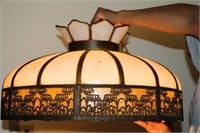 Antique Hanging Slag Glass Lamp WOW