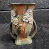 Roseville two handled tall squared vase  - J