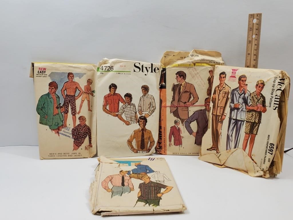 1960's & 1970's Men's Clothing Sewing Patterns