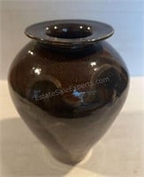 Stoneware Pottery Glazed Signed Vase 8" Tall x 6”