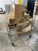 Rolling Wire Cart with Glasses