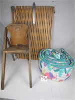Vintage Crib Bumper - Baby Gate - Folding Chair