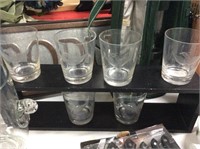 Six piece  etched duck barware