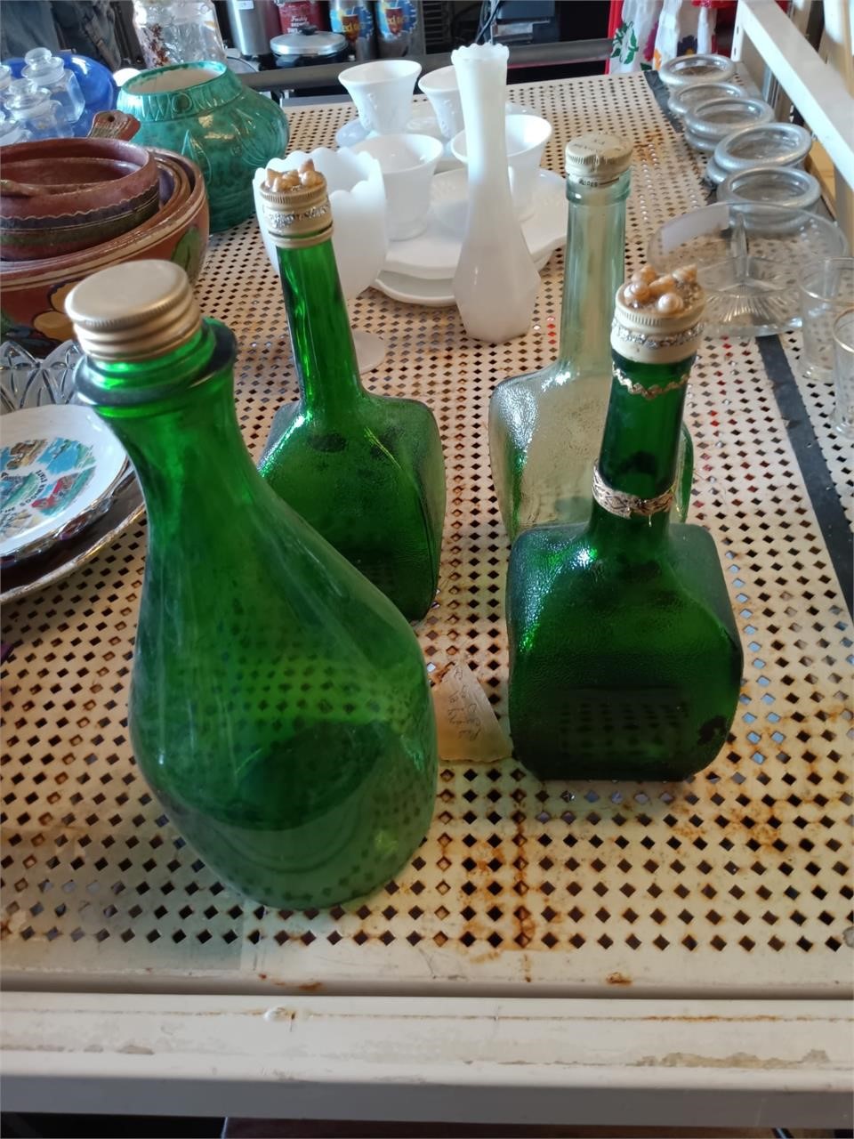 VINTAGE GREEN GLASS JARS